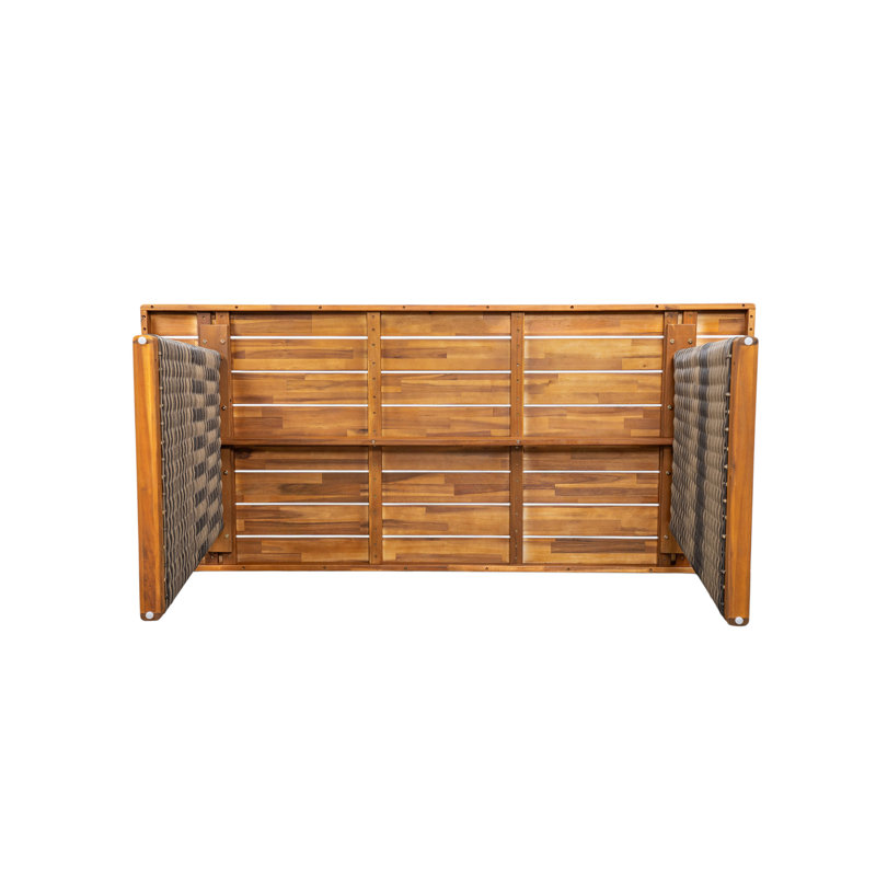 Ensemble de salle à manger 7 pièces pour patio moderne en bois d'acacia et en osier PE, Osier gris