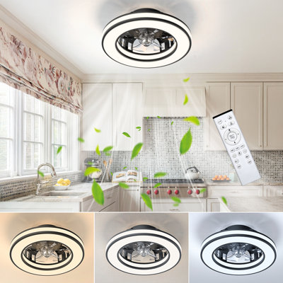 16'' Compact Ceiling Fans With Dimmable LED Lights And Remote Control, 3 Colors