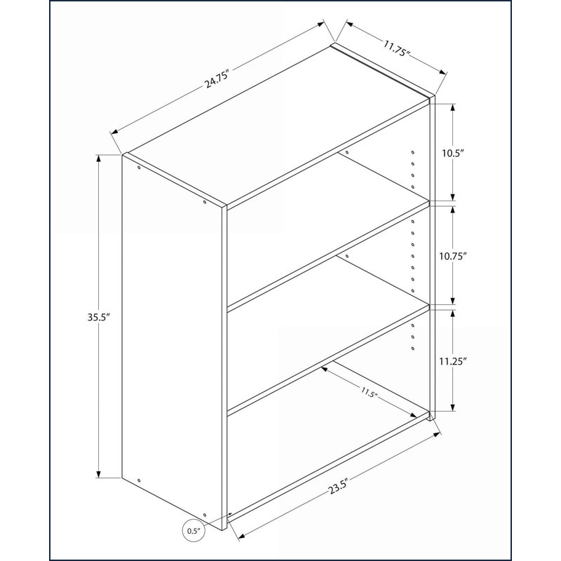 Bibliothèque à transitionnelle H 36 po à 4 niveaux avec tablettes réglables | Gris | Panneau de particules, Gris
