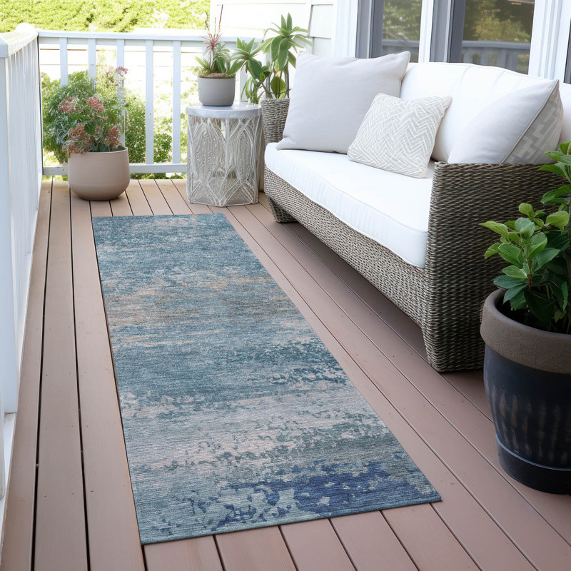 Tapis intérieur / extérieur lavable à la machine Sky Xhevrie, Tapis de couloir 2 pi 3 po x 7 pi 6 po