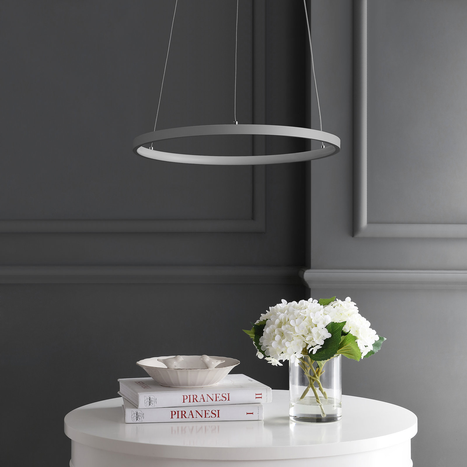 Odin Single Light Dimmable LED Pendant, 0.75" H x 15.75" W x 15.75" D, Gray