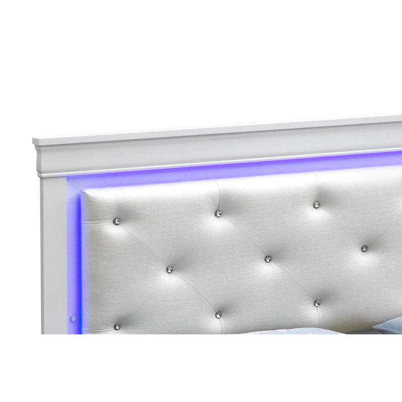 Élégant lit de champagne argenté, 53 po de hauteur x 79 po de largeur, 85 po de profondeur et une structure de soutien, assemblage rapide pour divers styles d'intérieur très grand: 53 po x 79 po x P 85 po