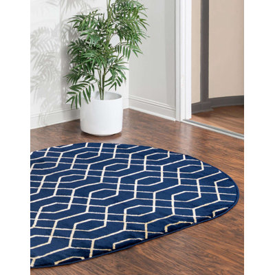 Glam Navy Blue Gold Area Rug