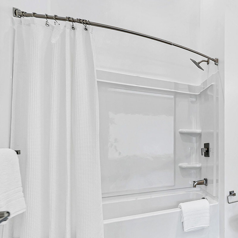Tringle de douche courbée ajustable, chrome poli, Chrome poli