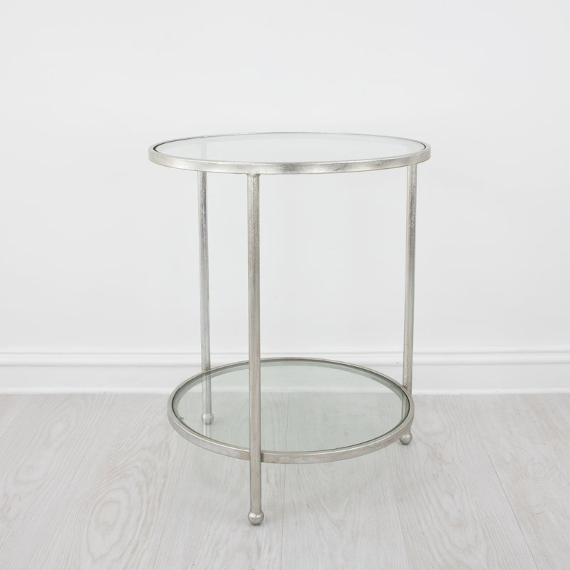 Lilia End Table, Antiqued Silver Leaf