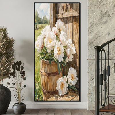 Ferme, pivoines dans la péninsule de chèvre II - pivoines, art sur toile