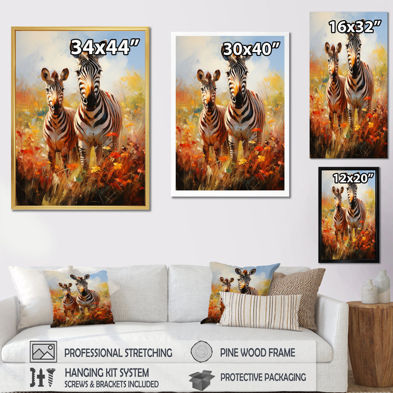 Zèbre impressionniste, zèbres II sur toile, H 32 po x l 16 po x P 1 po