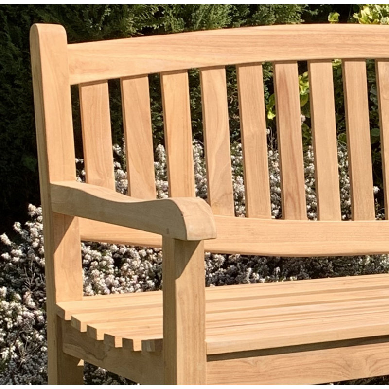 Novella Solid Wood Teak Outdoor Bench, 226.6cm H x 156cm W x 60cm D