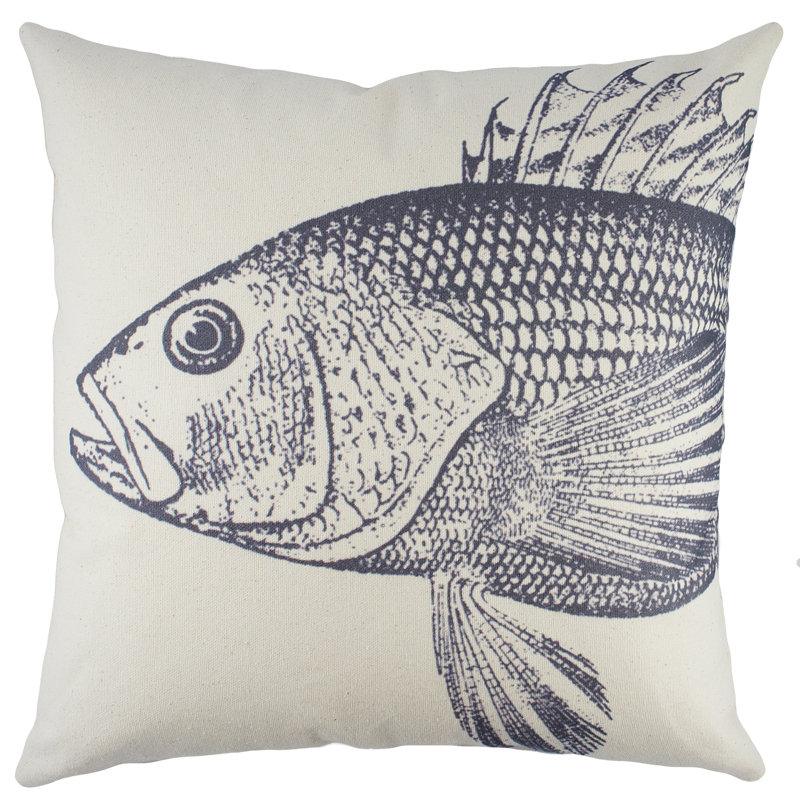 Fish Cotton Reversible Throw Pillow