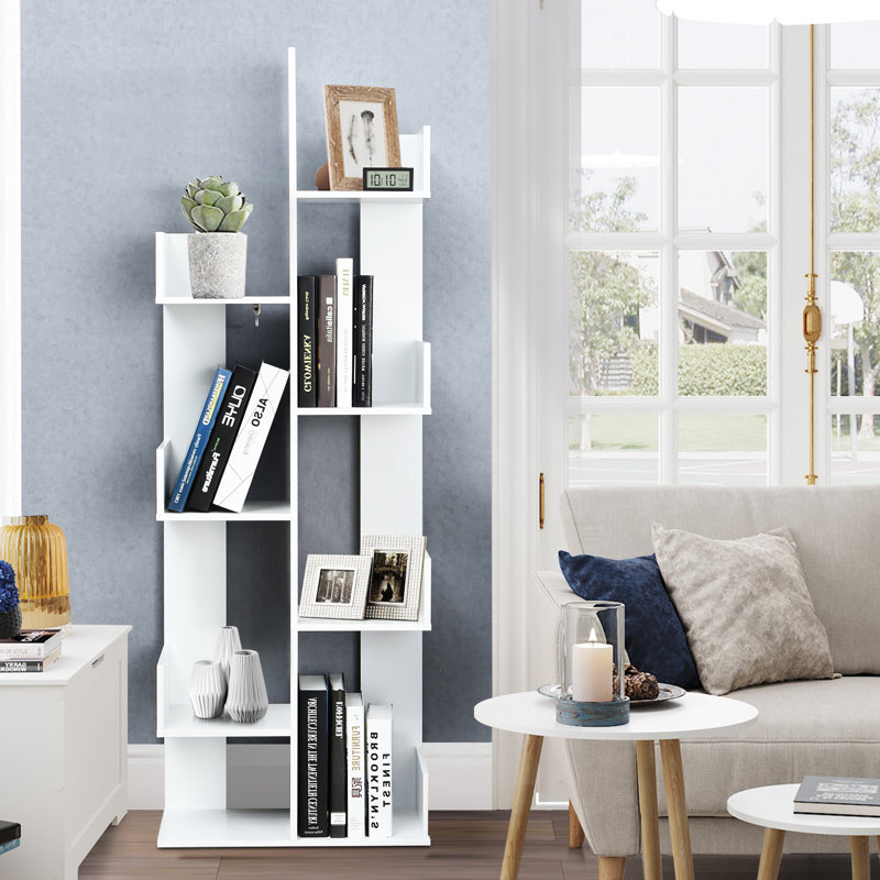  57'' H X 20'' W Freestanding Bookshelf 8-shelf Floor Stand Display, White
