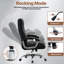 Fauteuil de direction en cuir synthétique à haut dossier avec coussin à ressorts, fauteuil d'ordinateur pivotant ergonomique avec accoudoirs chromés, capacité de 350 lb pour le bureau personnel, noir