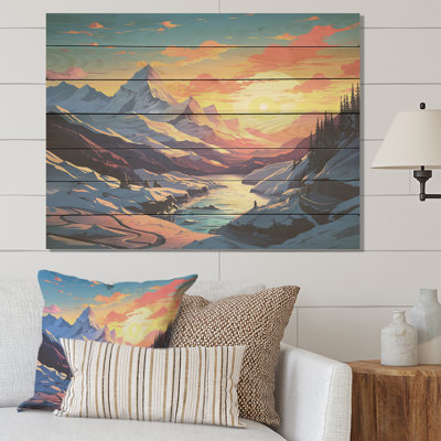 France France Huez Sunset Glow - Paysage français sur bois