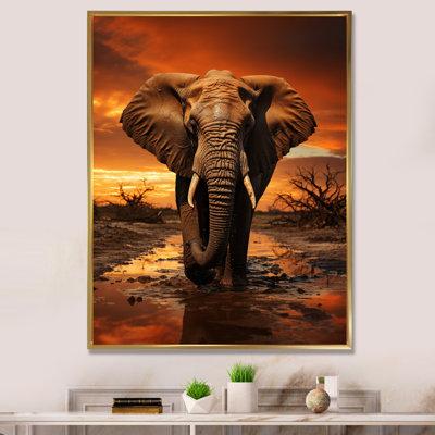 Lekesha, éléphant d'Afrique Silhouette Serenade II - éléphant, art mural encadré