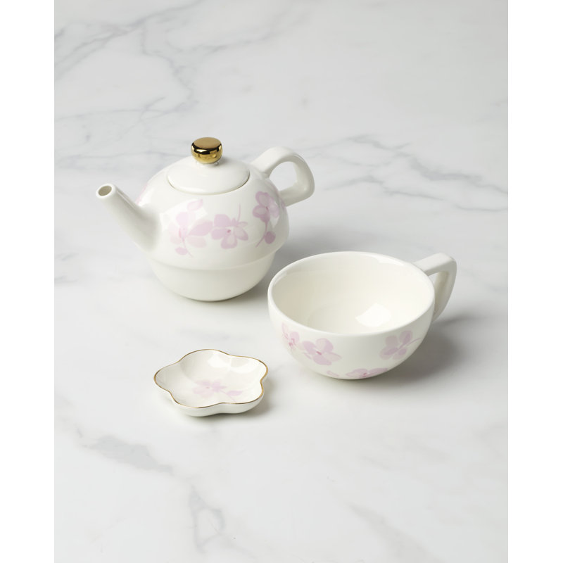 Spring Pansies Tea For One with Tea Bag Holder