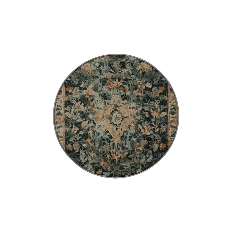 Machine Washable Brown Area Rug, Round 8'