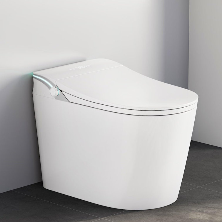 Smart Toilet,Tankless Toilets Dynamic Clean With Dryer, ADA Comfort Height One Piece Toilet With Warm Water Bidet,Modern Smart Toilet With Bidet Built In With Foot Sensor,Power Outage And Flush Black