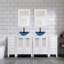 Ensemble de meuble-lavabo double 72 po avec plateau en bois, lavabo vasque, robinet en alliage de zinc et pieds en bois massif Gizzel-596509555-596509554-596509511