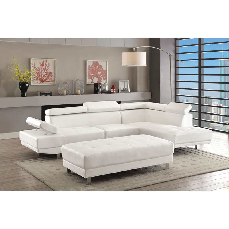 Canapé modulaire Riveredge G449-SC (sans repose-pieds), blanc, Simili cuir blanc