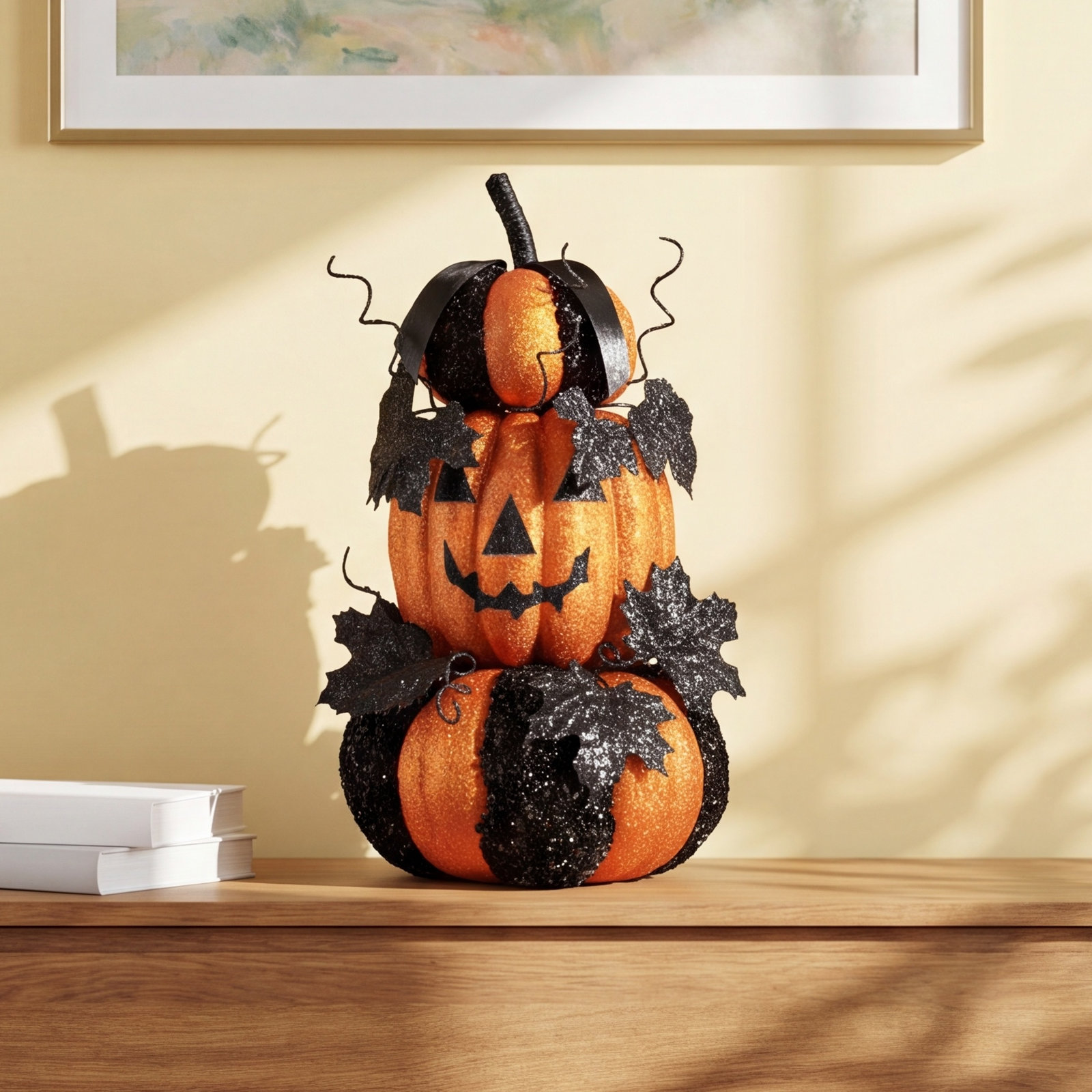 Lichter Glitter Pumpkin Stack Figurine