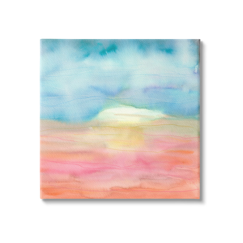 30" x 30" Multicolor Abstract Landscape Canvas Art