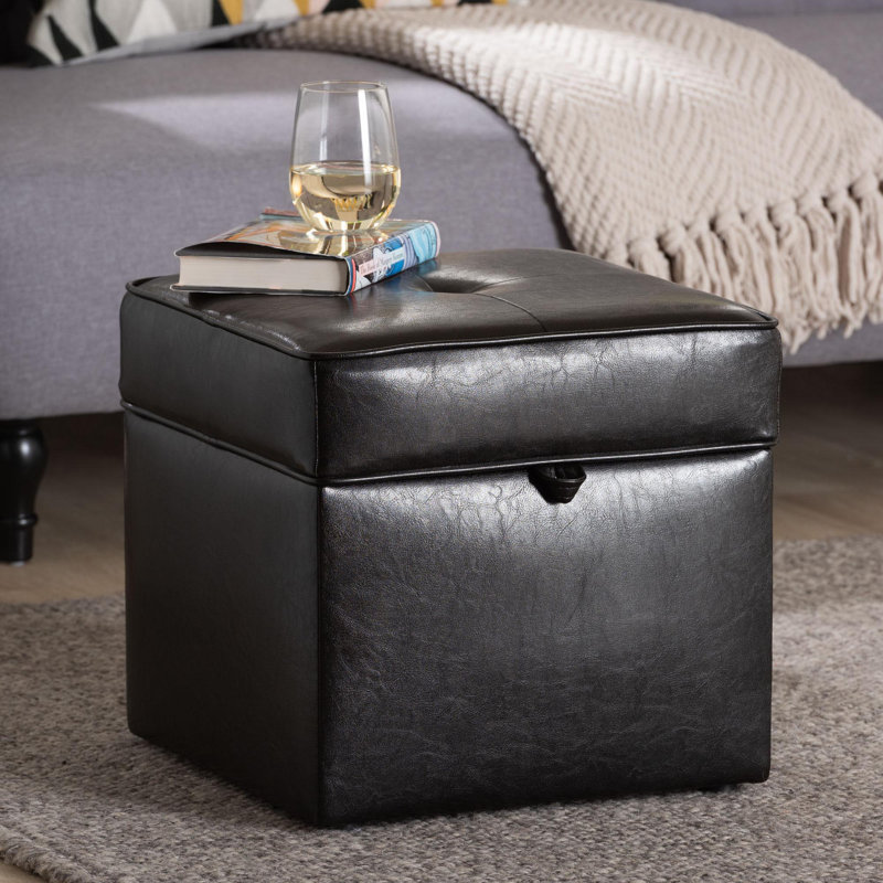 Faux Leather Ottoman