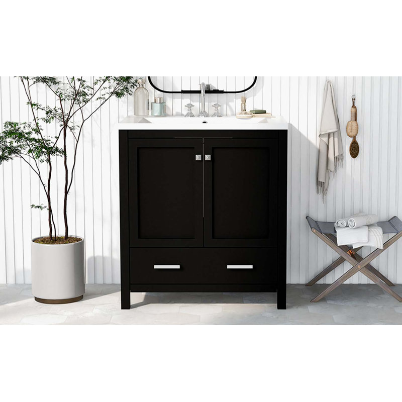 Ensemble de meuble-lavabo simple 30 po Artrell, Noir