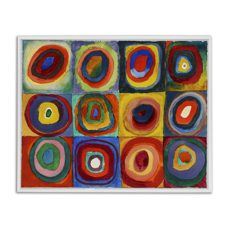 «Kandinsky Classic Circles», estampe numérique encadrée par one1000paintings, Estampe numérique encadrée blanc bord de mer