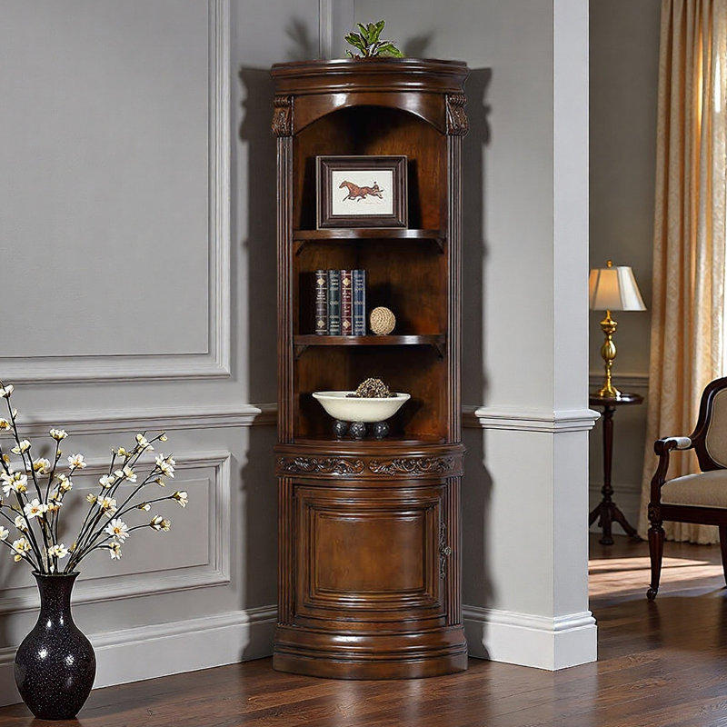 American-style multi-level storage corner cabinet, Walnut