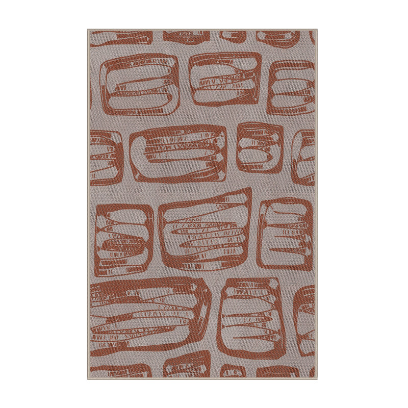 Tapis brun/gris à motifs, Rectangle 5 pi x 7 pi