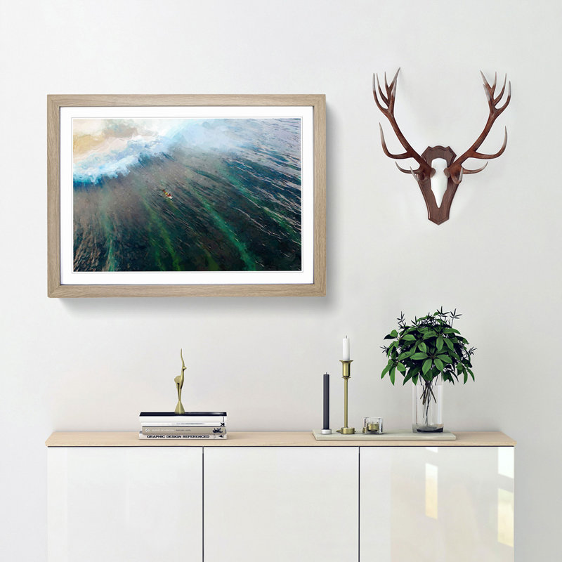 Surfing in the Maldives - Framed Print, Oak Framed, 48cm H x 65cm W x 2cm D