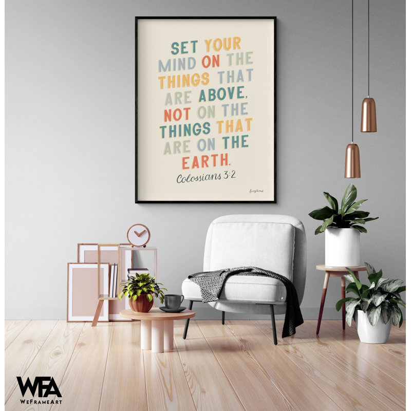 Reproduction d'affiche de guide spirituel, impression de citation de la Bible, Colossiens 3: 2, œuvre d'art biblique, décoration de bureau