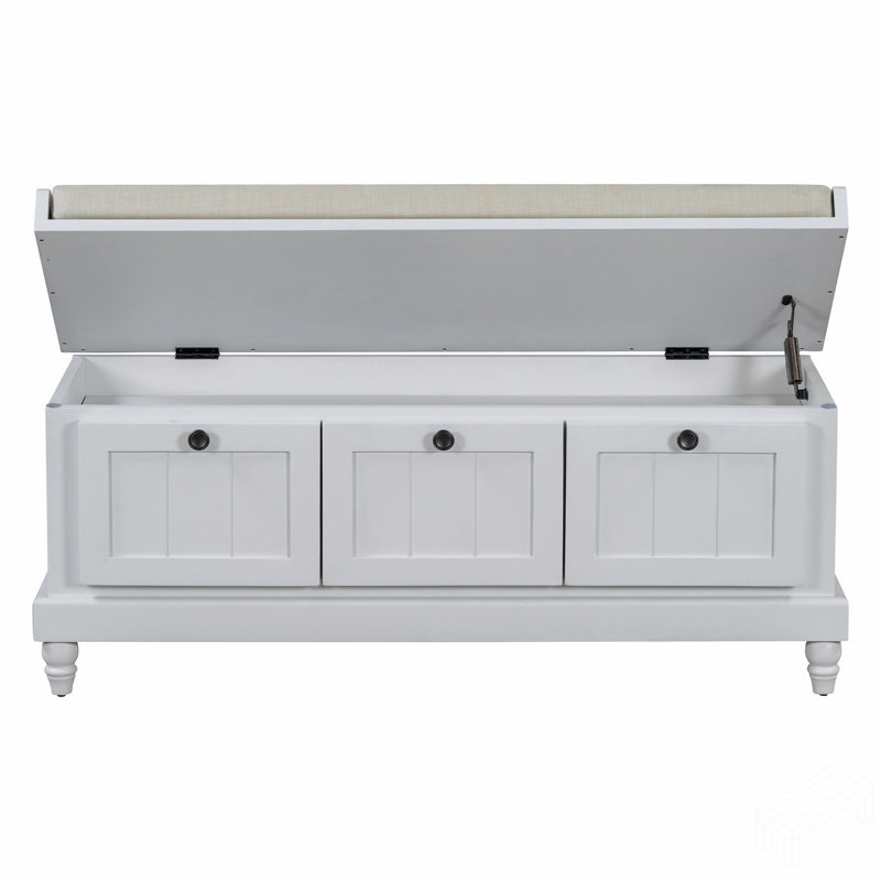 Banc de rangement rembourré 3 tiroirs Classic, Gris clair