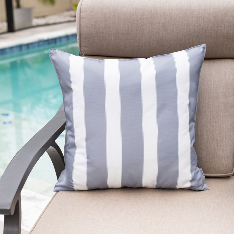 Ensemble de housses de coussin décoratives à double rayure pour l'extérieur, Gris