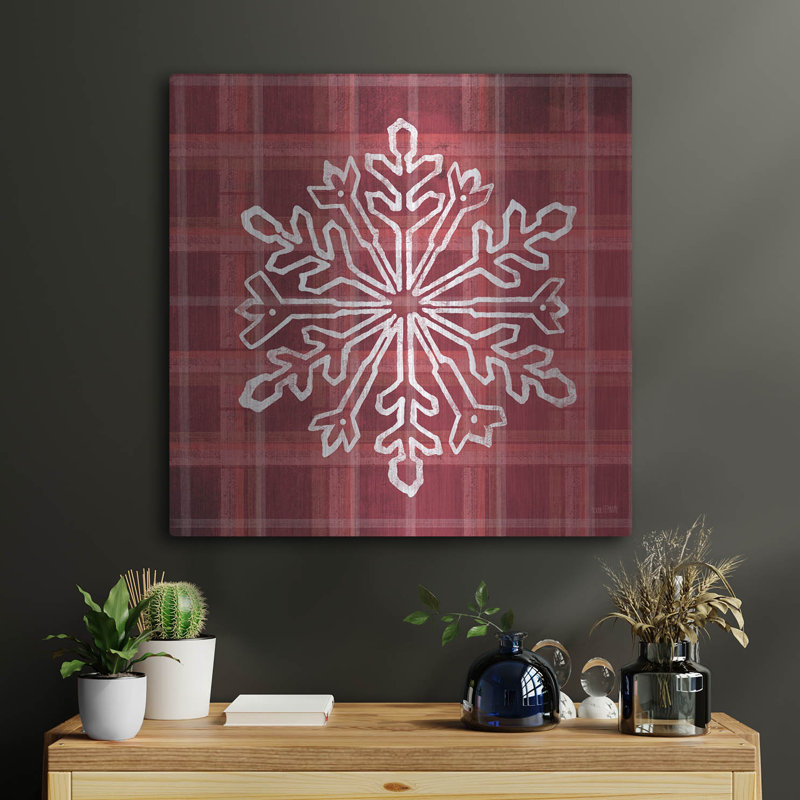 «Red Plaid Snowflakes» par House Fenway, H 24 po x l 24 po