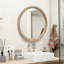 Miroir mural rond rond, miroir à cadre perlé en bois vieilli de 23,62 po pour hall d'entrée, salon, salle de bain, miroir décoratif de style maison de campagne-95311908