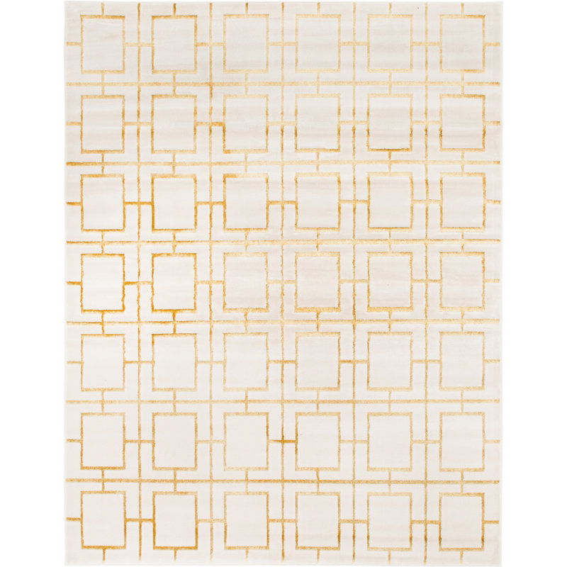 Tapis blanc contemporain Corando, Rectangle 7 pi 10 po x 10 pi