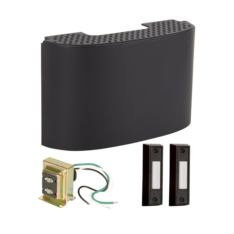 Flat Black Designer Door Chime Kit with Transformer and Buttons