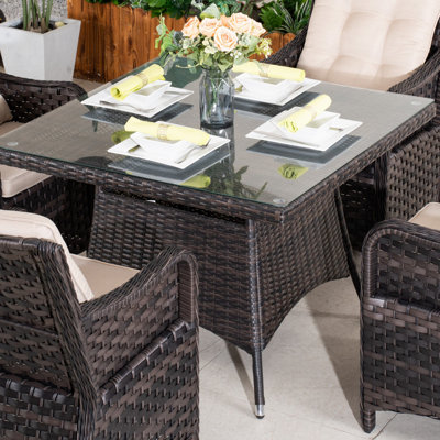 Square Rattan Patio Dining Table Only
