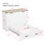 Lit plateforme double pliable pleine grandeur avec appareil de charge et boîte de rangement abondante, armoire blanche pour chambre d'amis compacte avec grand tiroir et petit port