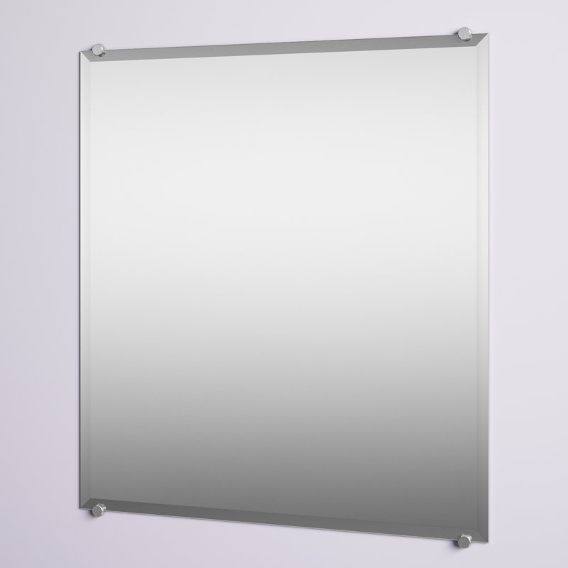 Mansell Beveled Frameless Wall Mirror , 40" H x 36" W, Chrome
