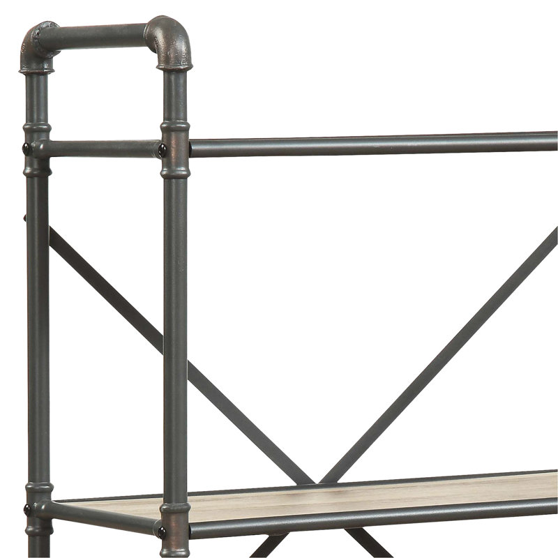 Bibliothèque en chêne antique et gris sable - unité de rangement à 4 niveaux