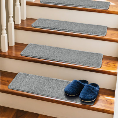 8 in. x 30 in. Classic Pattern Carpet Stair Treads Cover*12 Gray