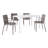 Summer - 4Pcs Warm Grey Stackable PP Armchair For Indoor/Outdoor Use – Ergonomic Slatted Back With 55 Inch White Modern Long Table - Indoor/Outdoor- Lightweight PP Tabletop With Metal