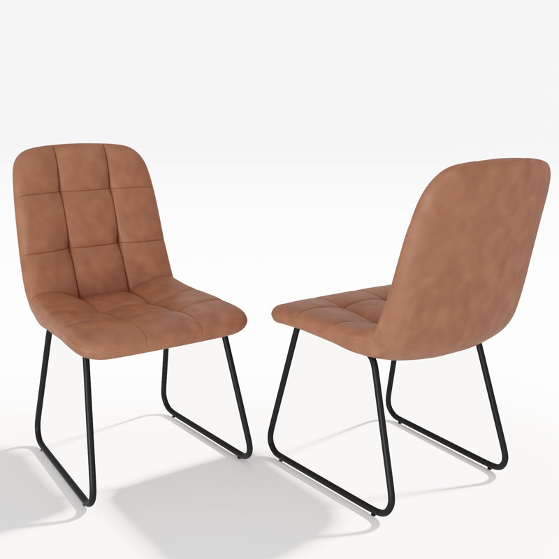 47cm H Upholstered Upholstered Back Side Chair, Brown