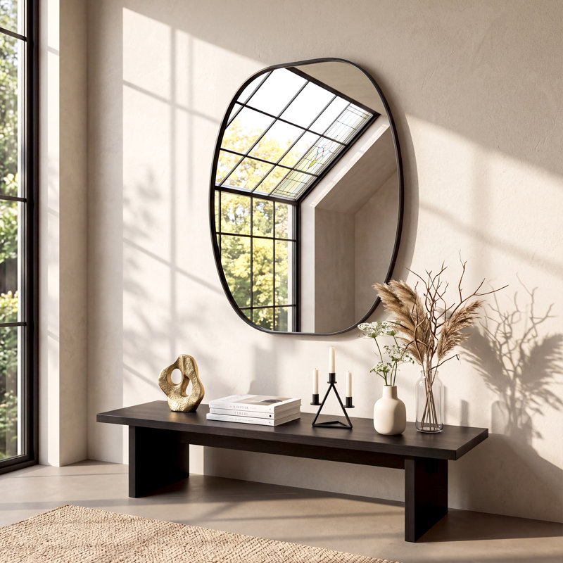 Miroir mural, 40 po x 30 po, Noir