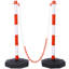 4 Pack Traffic Delineator Post Cones With Fillable Base, 32 5/8" Tall Plastic Safety Barrier With 5ft Chain, White/red Crowd Control Stanchion For Indoor Outdoor Traffic Warning – White/red