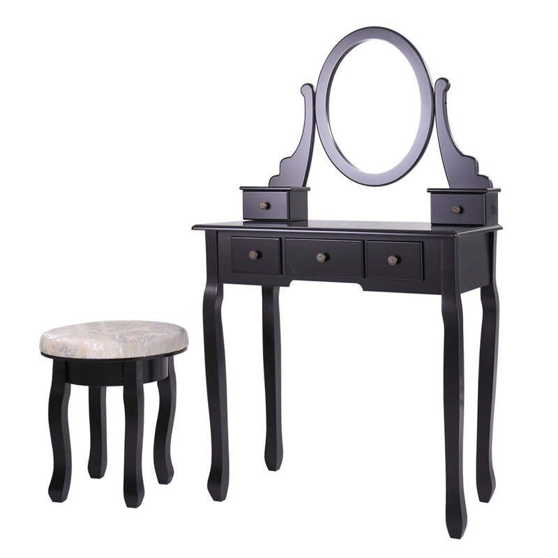 Ensemble de coiffeuse avec tabouret et miroir Advith