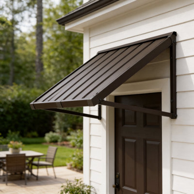 Powder-coated Metal Frame Standing Seam Fixed Window Awning All Weather Protection Door Canopy for Entrance, Windows, Porches, Balconies