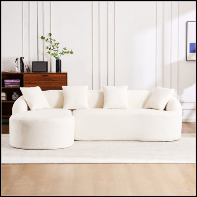 Boneless L-Shape Sectional Sofa with Curved Chaise， Removable Cushion 3 Seater Sofa, Exquisite and Elegant for Modern Home Decor