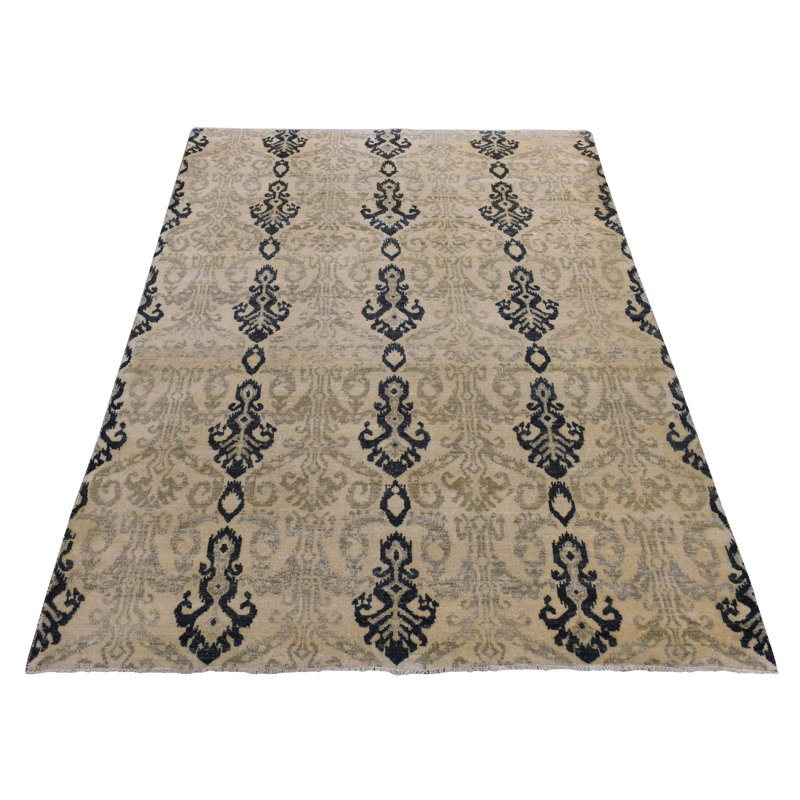5'10" x 8'7" New Hand Knotted Beige Wool Rectangle Oriental Rug - MOA10280964